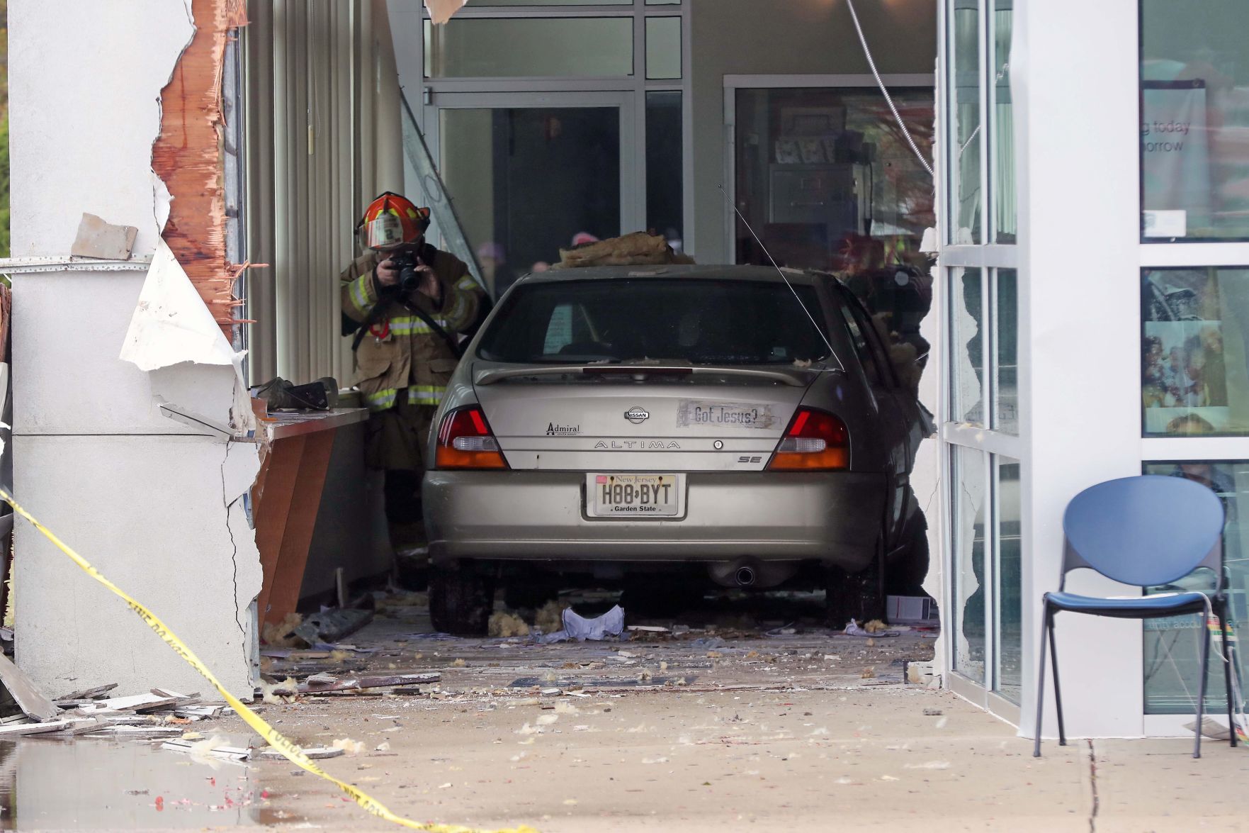 Car crash through Social Security Building